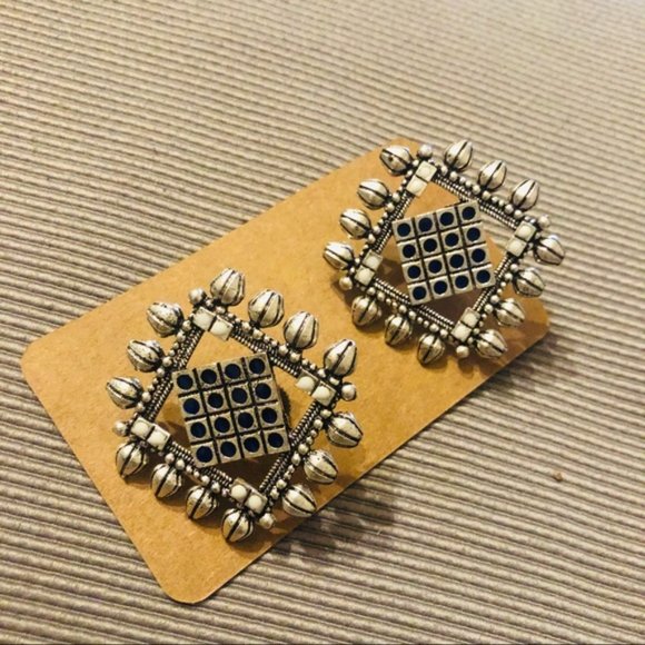 Elegant Hand Made German Silver Earrings Ethnic Boho Earrings - Picture 3 of 4